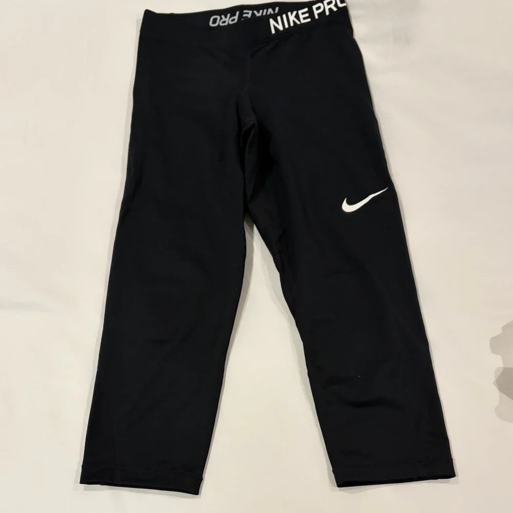 Nike Black Capri Leggings with White Swoosh